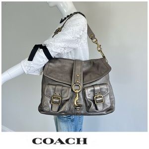 COACH Legacy Brooklyn Metallic Pebbled Leather Large Shoulder Bag Messenger Bag